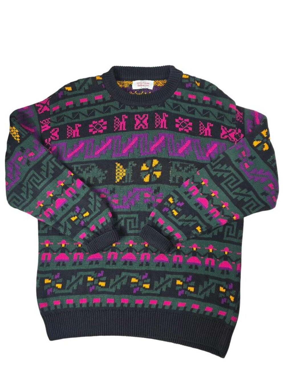 Vintage United Colors Of Benetton Graphic Sweater Made In Italy 100% Cotton, Med - Picture 3 of 7